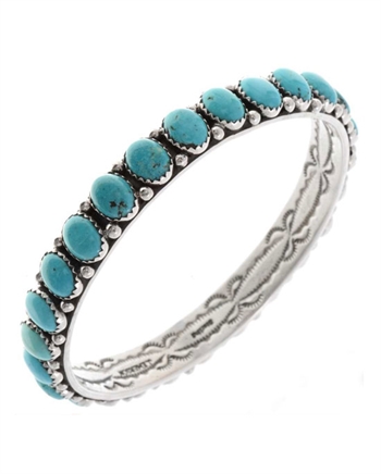 Ladies Natural Turquoise Bangle Bracelet Average Wrist Size