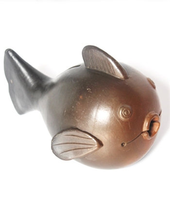 Fish coin bank black & brown