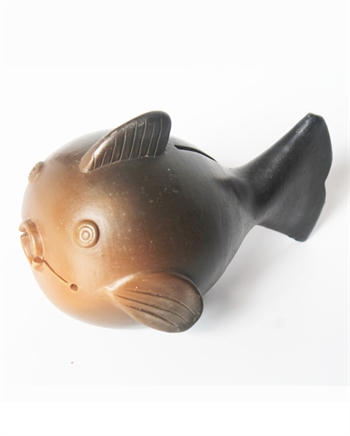 Fish coin bank black & brown