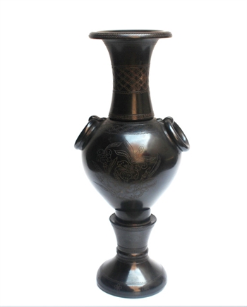 Mercury inlaid black Pottery Flower Vase