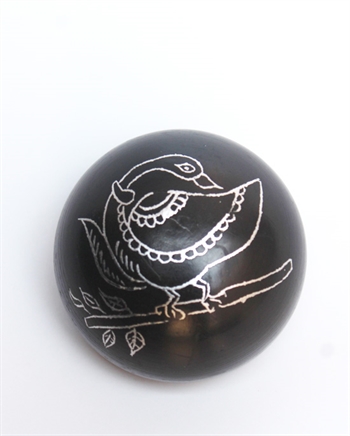 Mercury inlaid black Pottery Flower Round Paper Weight