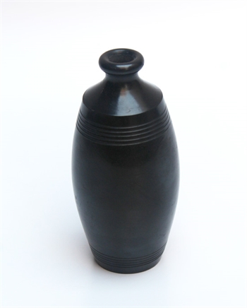 Handmade Drum Shape Black pottery Flower Vase