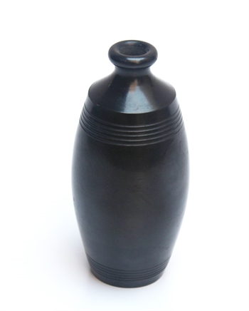 Handmade Drum Shape Black pottery Flower Vase